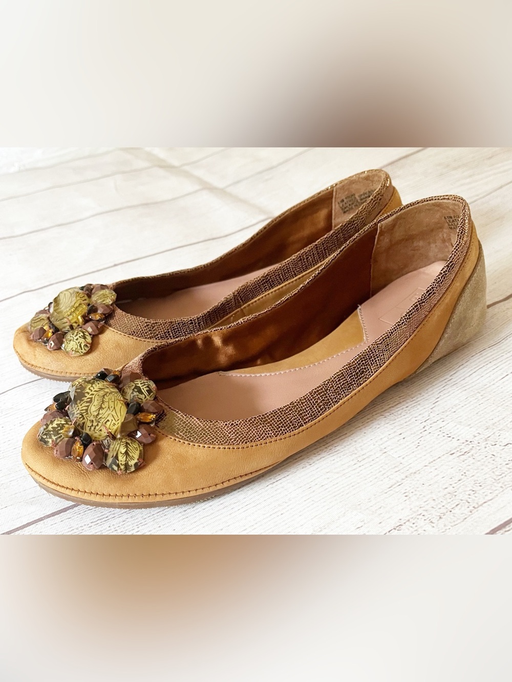 Bacio 61 copper color embellished ballet flats